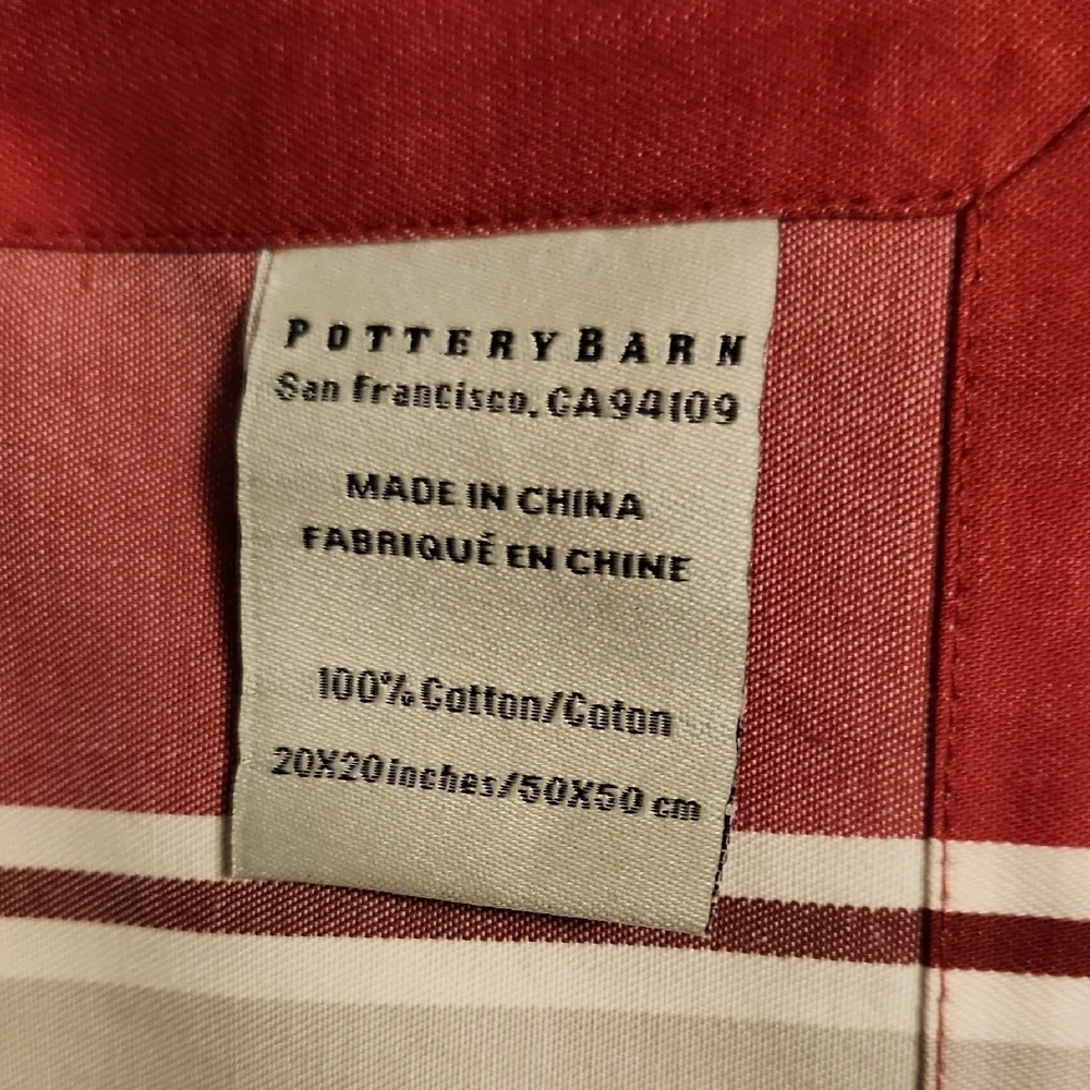 Pottery Barn Cotton Cloth Napkins Set Of 3 NWOT